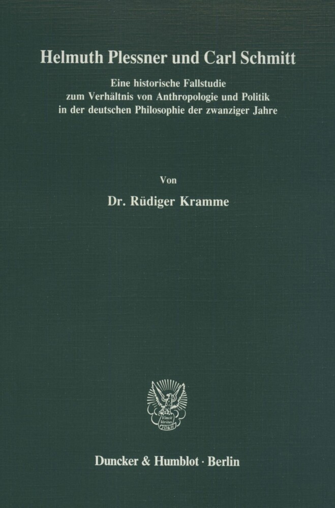 Helmuth Plessner und Carl Schmitt. main product photo