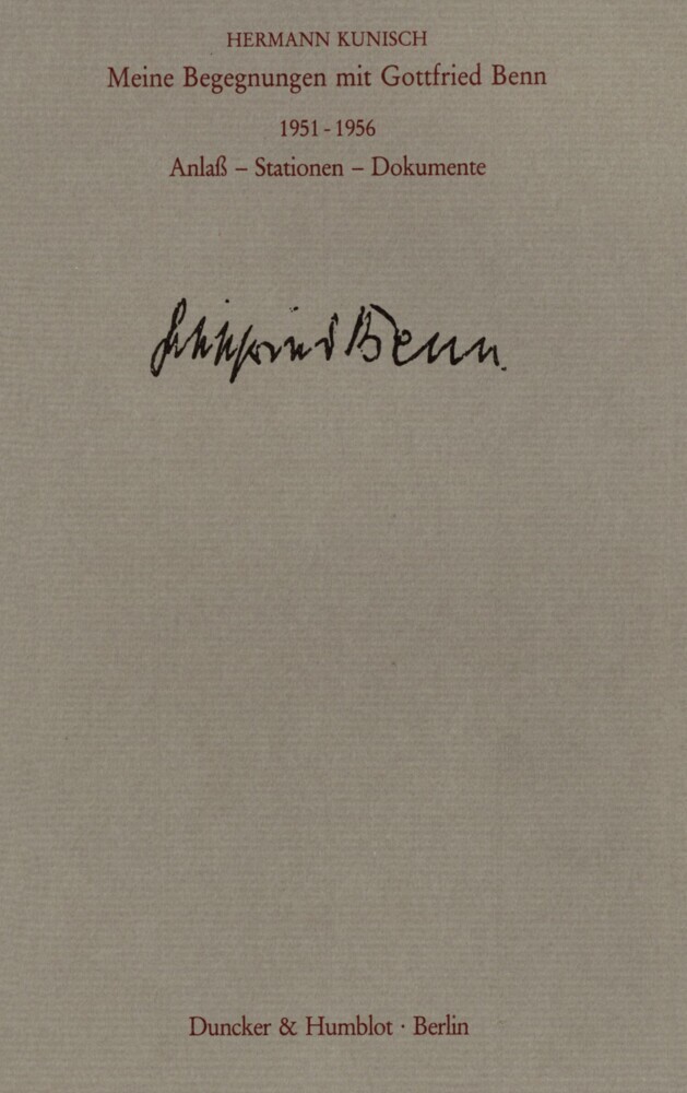 Meine Begegnungen mit Gottfried Benn. 1951-1956. main product photo