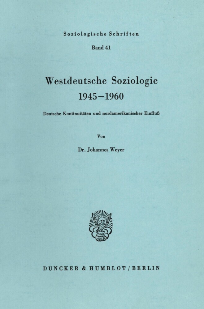 Westdeutsche Soziologie 1945-1960. main product photo