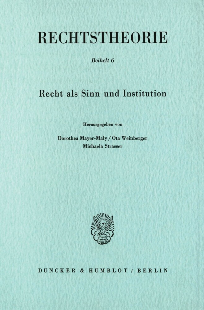 Recht als Sinn und Institution. main product photo
