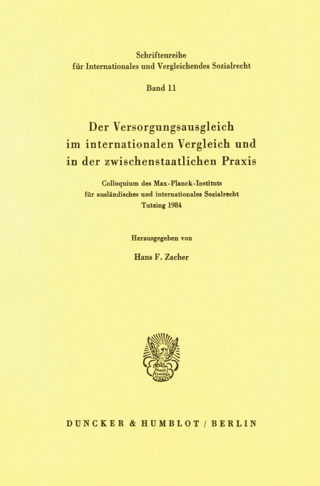 Der Versorgungsausgleich im internationalen Vergleich und in der zwischenstaatlichen Praxis. main product photo