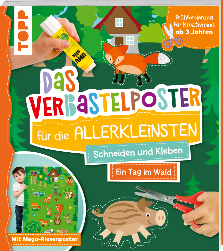 Das Verbastelposter-Buch für die Allerkleinsten. Schneiden und Kleben. Ein Tag im Wald. Mit Mega-Riesenposter main product photo