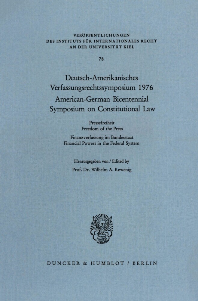 Deutsch-Amerikanisches Verfassungsrechtssymposium 1976. main product photo