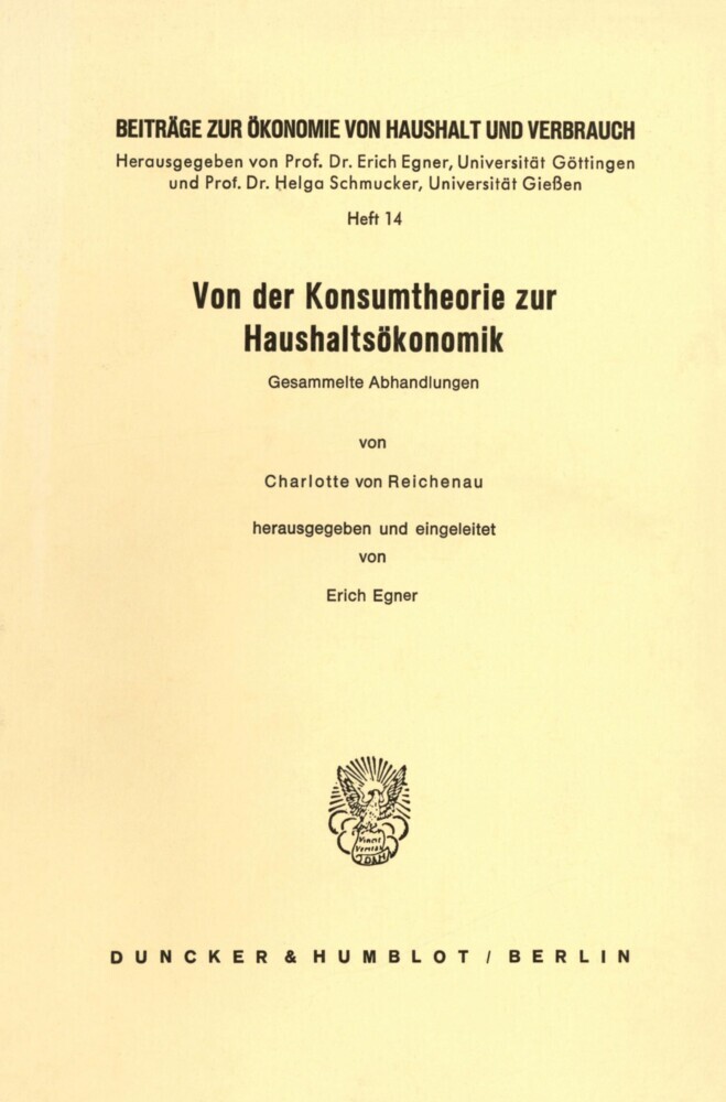 Von der Konsumtheorie zur Haushaltsökonomik. main product photo