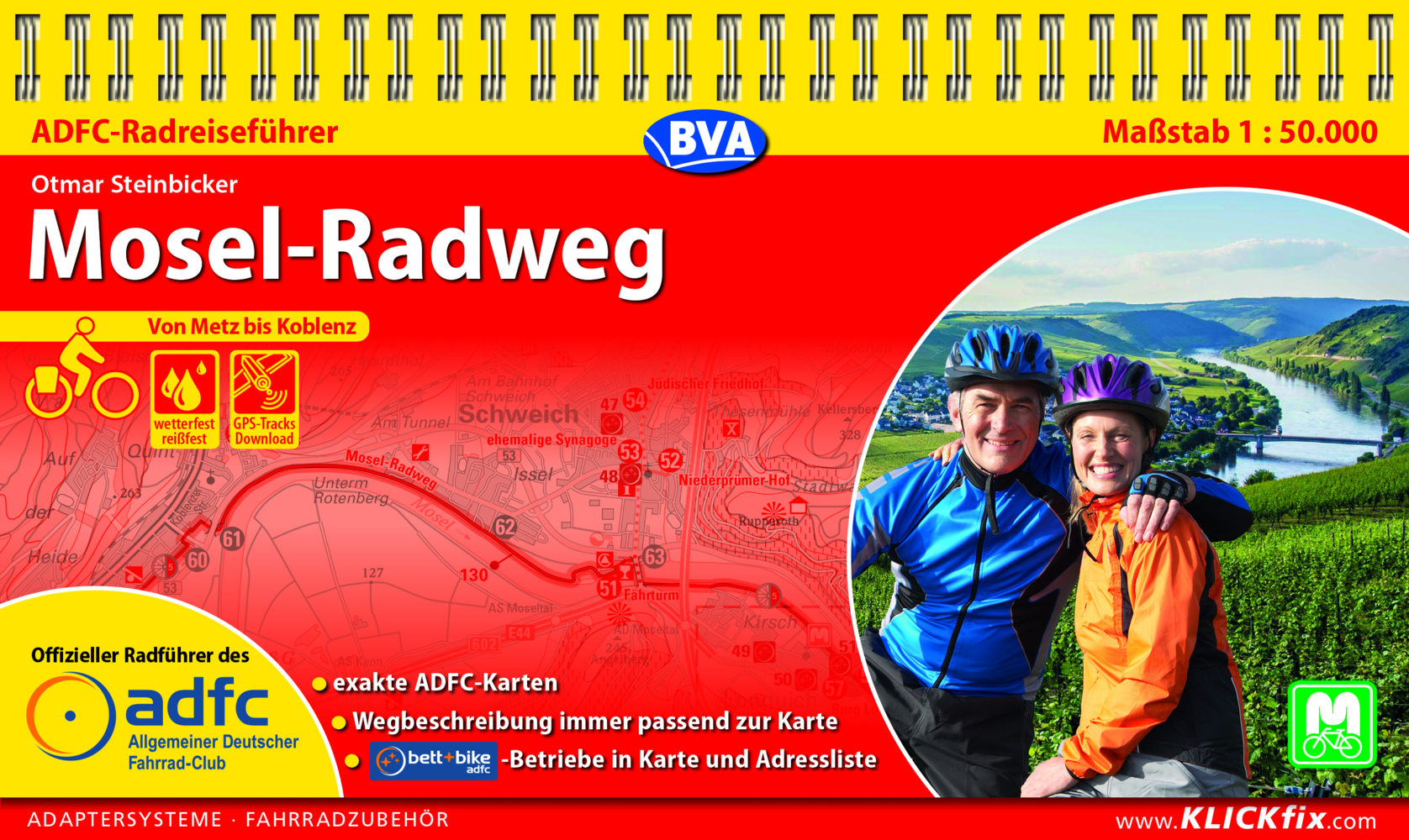 ADFC-Radreiseführer Mosel-Radweg 1:50.000 praktische Spiralbindung, reiß- und wetterfest, GPS-Tracks Download main product photo
