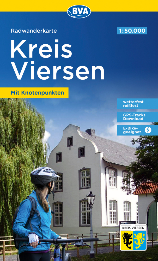 Radwanderkarte BVA Kreis Viersen mit Knotenpunkten, 1:50.000, reiß- und wetterfest, GPS-Tracks Download, E-Bike-geeignet main product photo