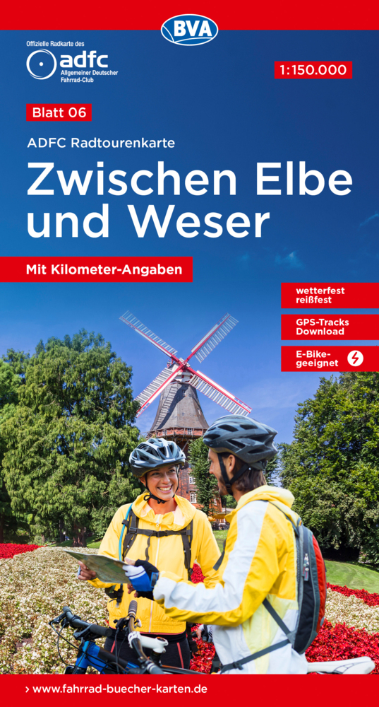 ADFC-Radtourenkarte 6 Zwischen Elbe und Weser 1:150.000, reiß- und wetterfest, GPS-Tracks Download main product photo