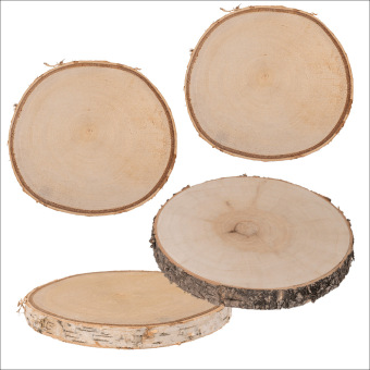 Holz-Deko-Baumscheiben, 4er Set