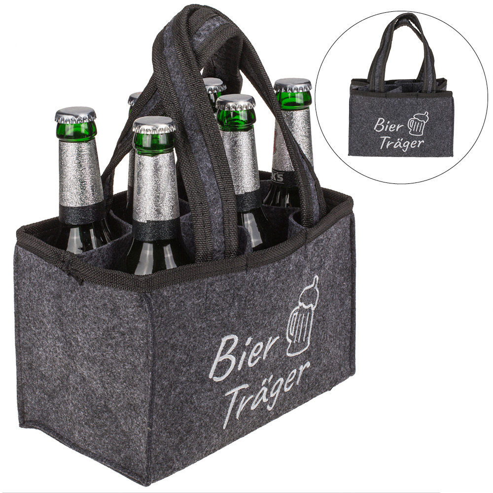 Bier- und Flaschentasche aus Filz mit 6 Fächern, Bierträger main product photo