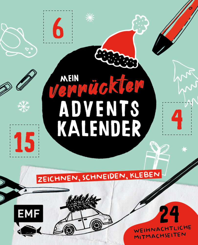Mein verrückter Adventskalender - Das Mitmachbuch: zeichnen, schneiden, kleben main product photo