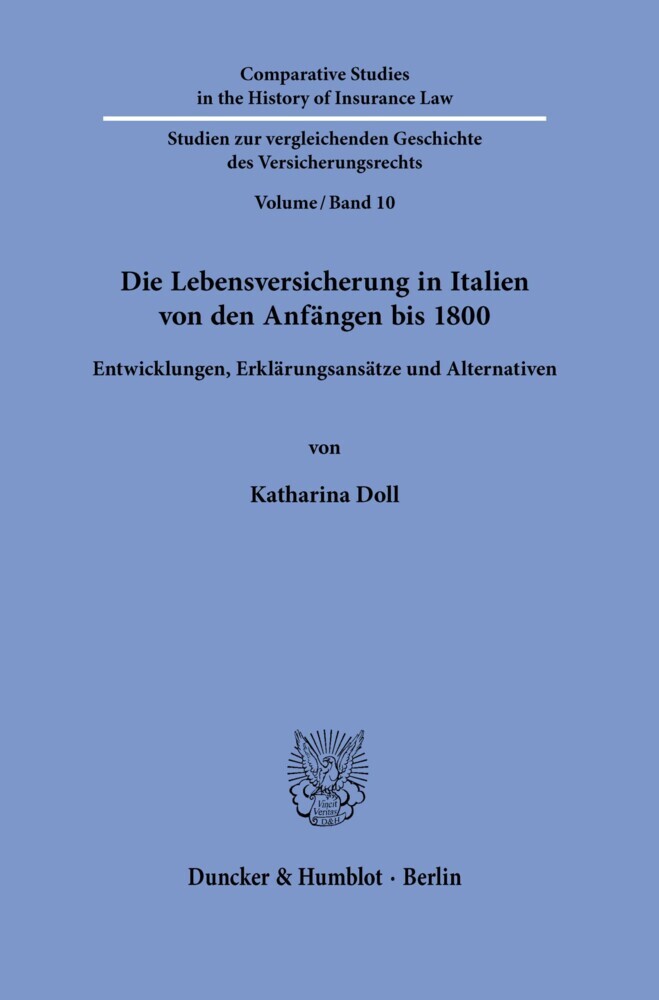 Die Lebensversicherung in Italien von den Anfängen bis 1800. main product photo