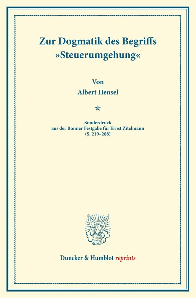 Zur Dogmatik des Begriffs »Steuerumgehung«. main product photo