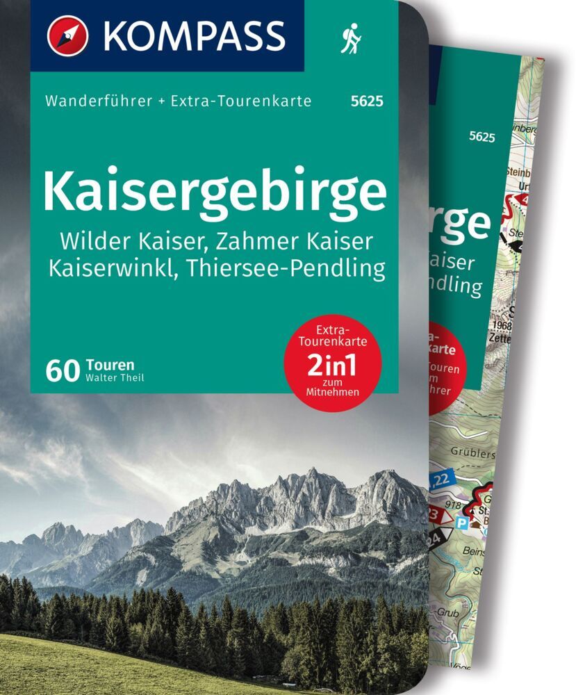 KOMPASS Wanderführer Kaisergebirge, 60 Touren mit Extra-Tourenkarte main product photo