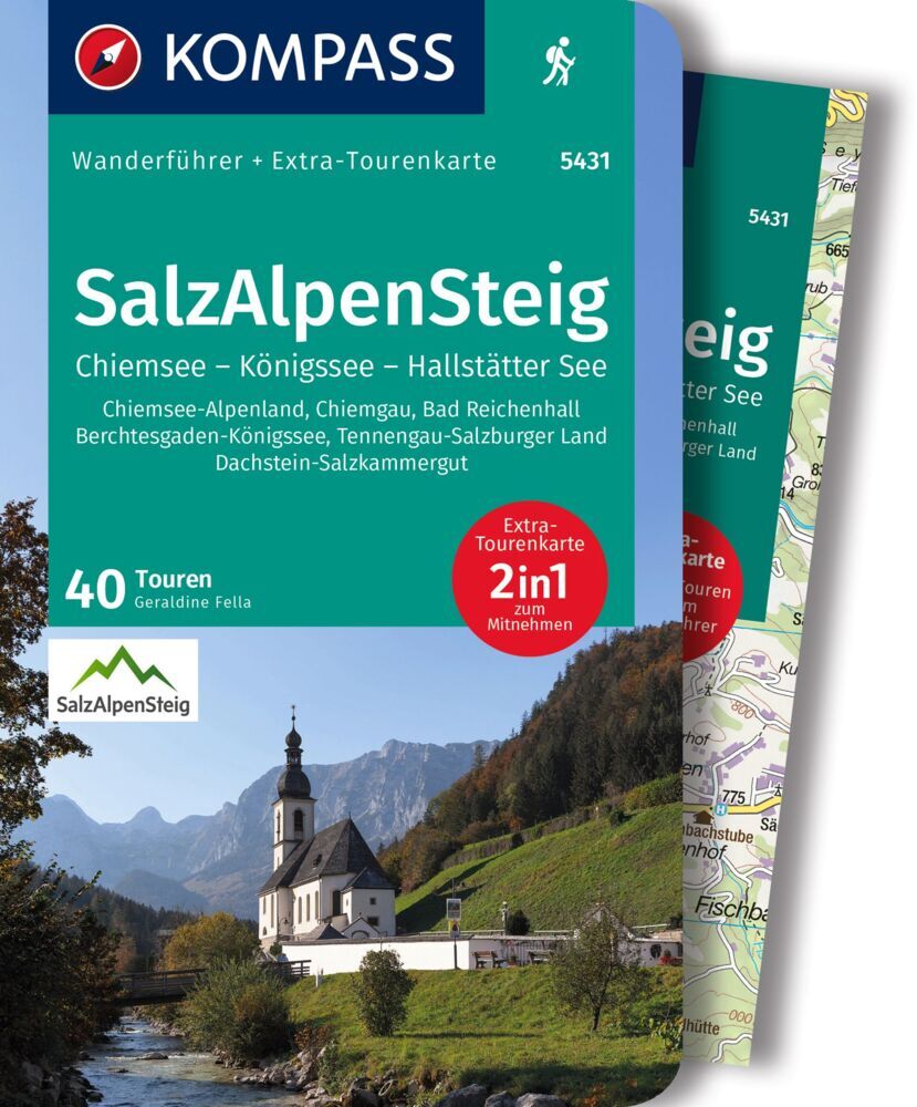 KOMPASS Wanderführer SalzAlpenSteig, Chiemsee, Königssee, Hallstätter See, 40 Touren mit Extra-Tourenkarte main product photo