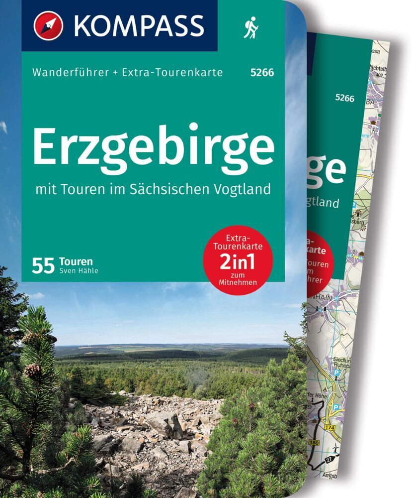 KOMPASS Wanderführer Erzgebirge, 55 Touren mit Extra-Tourenkarte main product photo