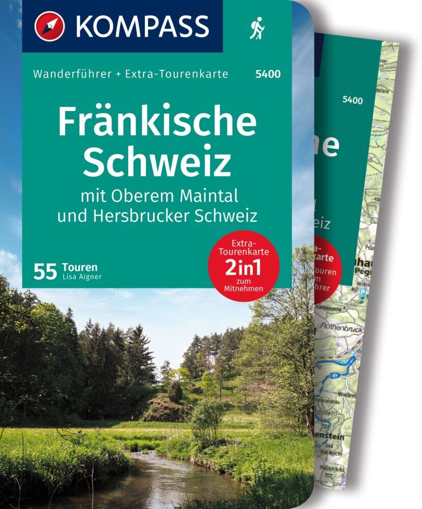 KOMPASS Wanderführer Fränkische Schweiz mit Oberem Maintal und Hersbrucker Schweiz, 55 Touren mit Extra-Tourenkarte main product photo