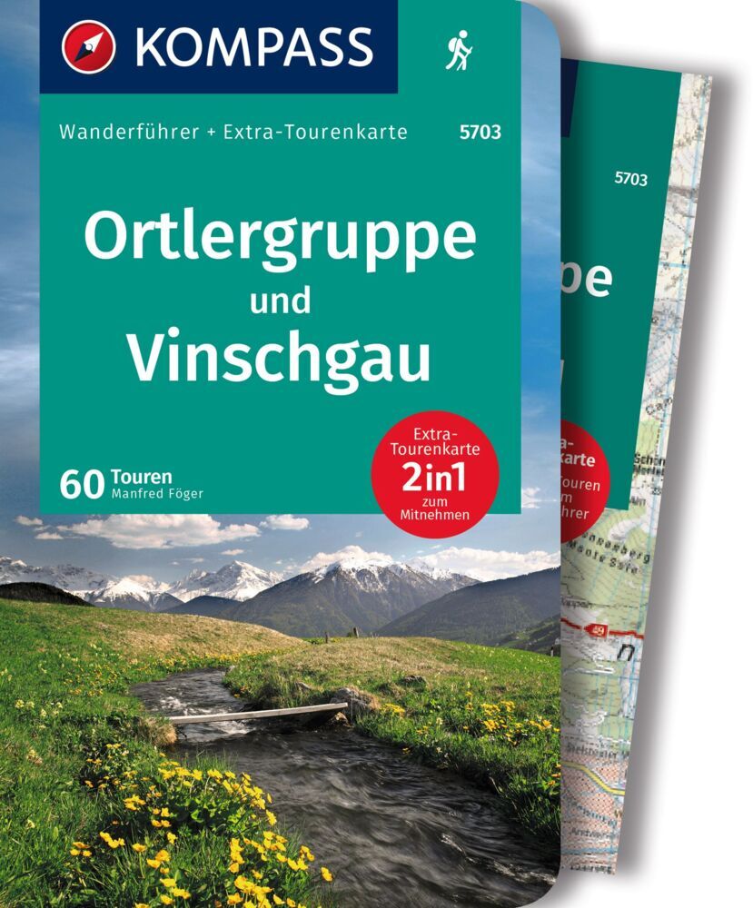 KOMPASS Wanderführer Ortlergruppe und Vinschgau, 60 Touren mit Extra-Tourenkarte main product photo