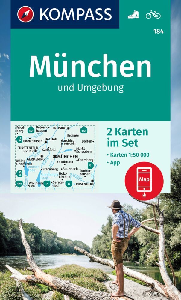 KOMPASS Wanderkarten-Set 184 München und Umgebung (2 Karten) 1:50.000 main product photo