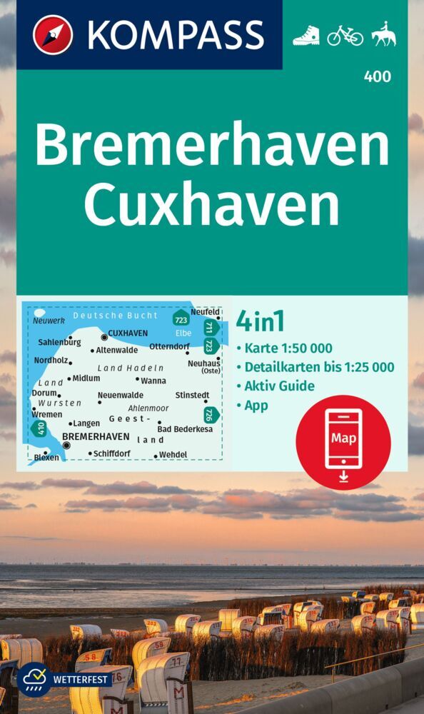 KOMPASS Wanderkarte 400 Bremerhaven-Cuxhaven 1:50.000 main product photo