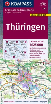 KOMPASS Großraum-Radtourenkarte 3707 Thüringen, 1:125.000