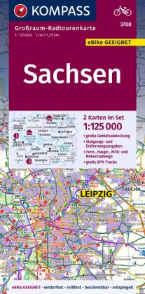 KOMPASS Großraum-Radtourenkarte 3708 Sachsen, 1:125.000