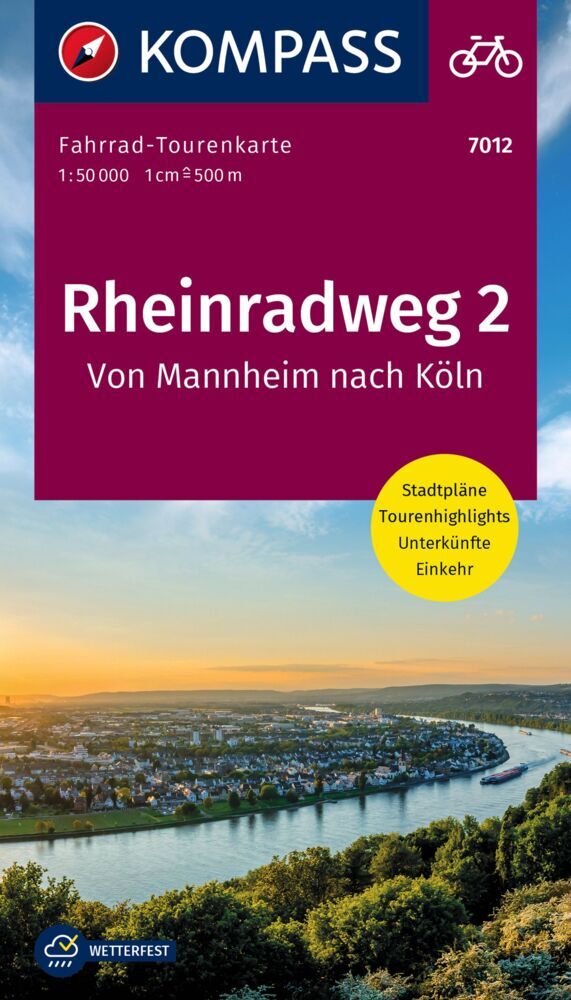 KOMPASS Fahrrad-Tourenkarte Rheinradweg 2, von Mannheim nach Köln 1:50.000 main product photo