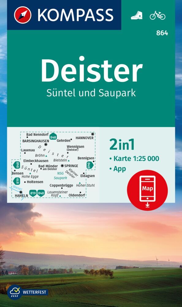 KOMPASS Wanderkarte 864 Deister, Süntel und Saupark 1:25.000 main product photo