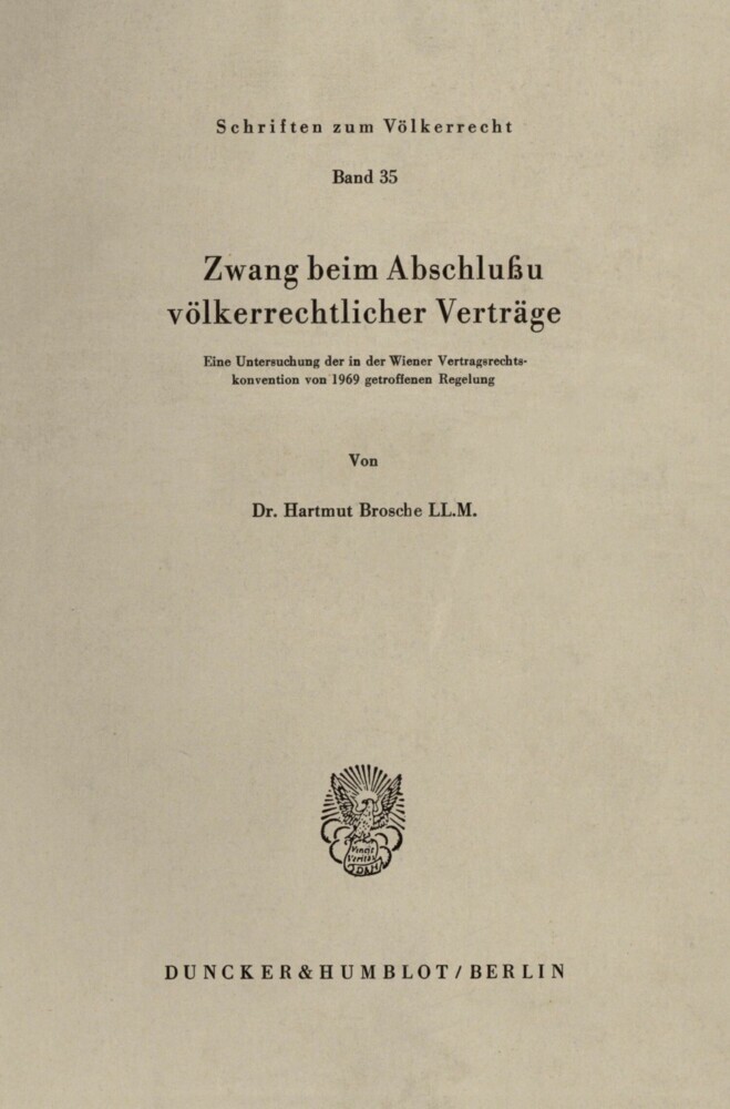Zwang beim Abschluß völkerrechtlicher Verträge. main product photo