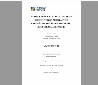 Entwicklung und Evaluation eines Kosten-Nutzen-Modells von kaufmännischen Betriebspraktika aus Unternehmenssicht