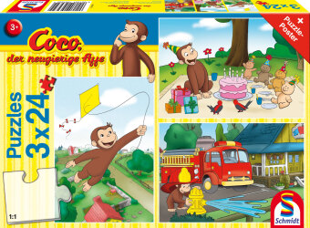 Coco, der neugierige Affe, Spaß mit Coco, 3x24 Teile (Puzzle)