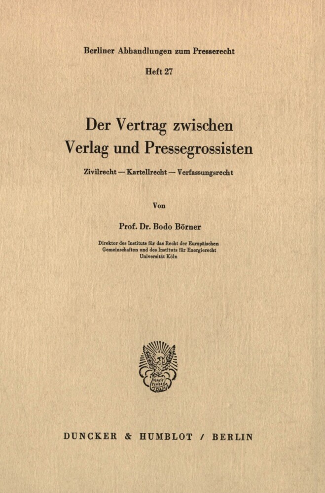Der Vertrag zwischen Verlag und Pressegrossisten. main product photo