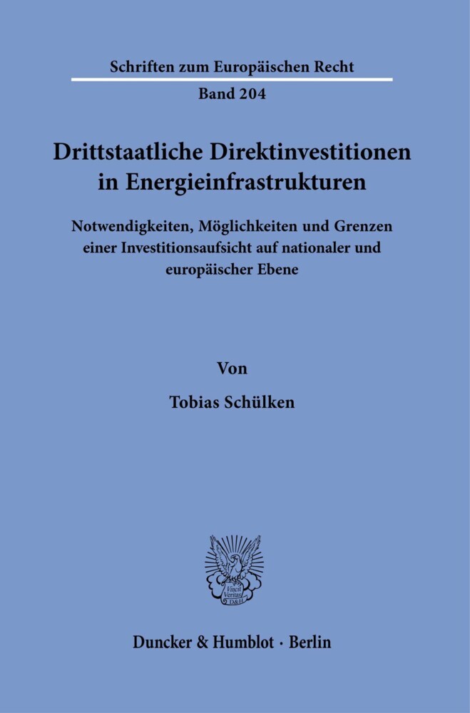 Drittstaatliche Direktinvestitionen in Energieinfrastrukturen. main product photo