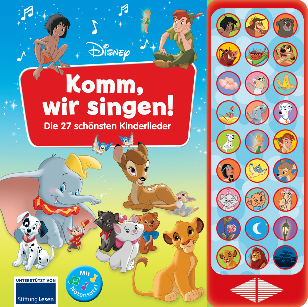 Disney - Komm, wir singen! Die 27 schönsten Kinderlieder - 27-Button-Soundbuch - Liederbuch mit Noten zum Mitsingen main product photo
