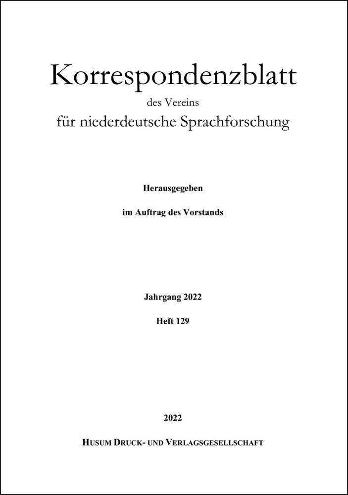 Korrespondenzblatt des Vereins für niederdeutsche Sprachforschung main product photo