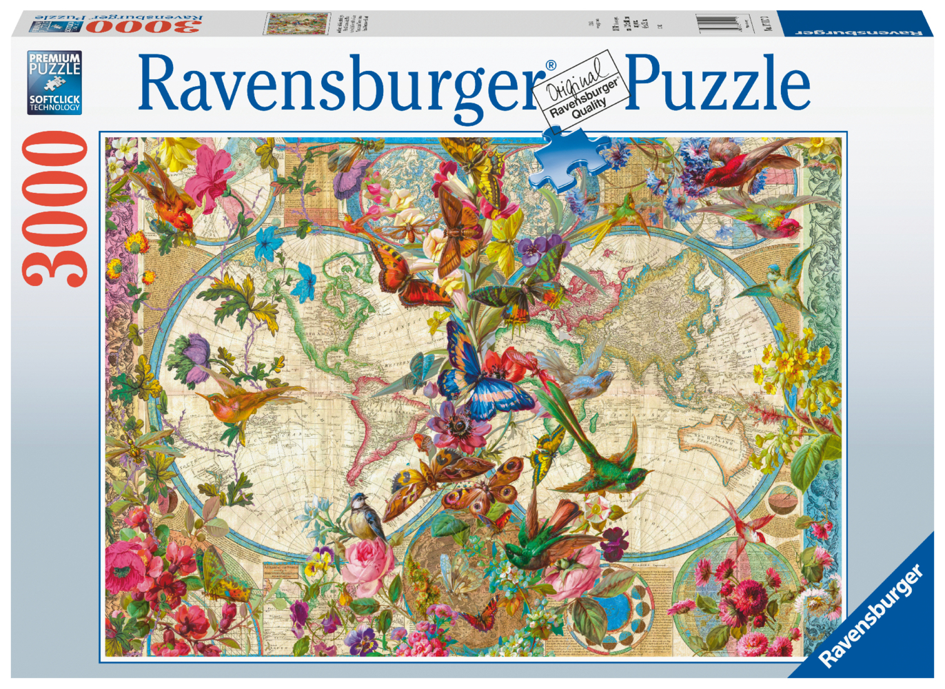 Weltkarte mit Schmetterlingen (Puzzle) main product photo