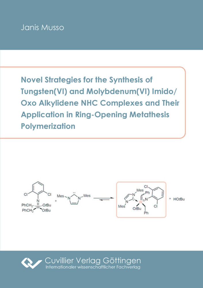 Novel Strategies for the Synthesis of Tungsten(VI) and Molybdenum(VI) Imido/Oxo Alkylidene NHC Complexes and Their Application in Ring-Opening Metathesis Polymerization main product photo