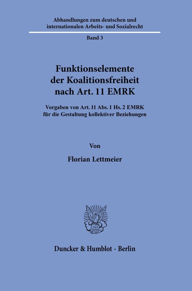 Funktionselemente der Koalitionsfreiheit nach Art. 11 EMRK. main product photo