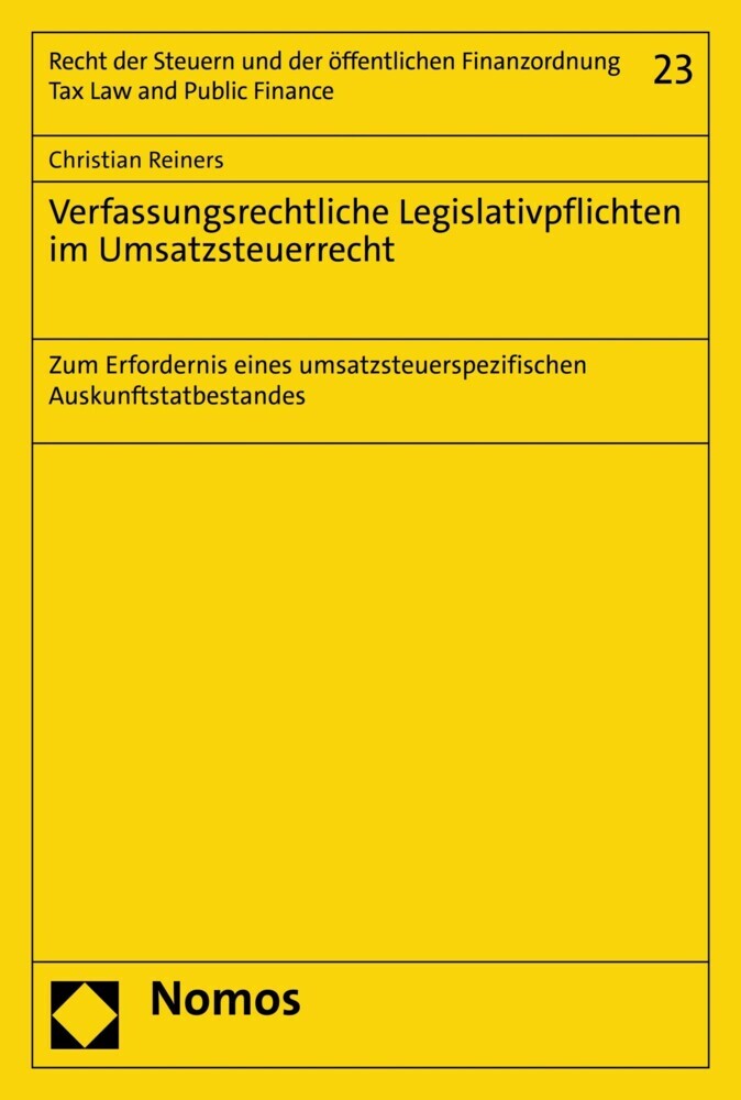 Verfassungsrechtliche Legislativpflichten im Umsatzsteuerrecht main product photo