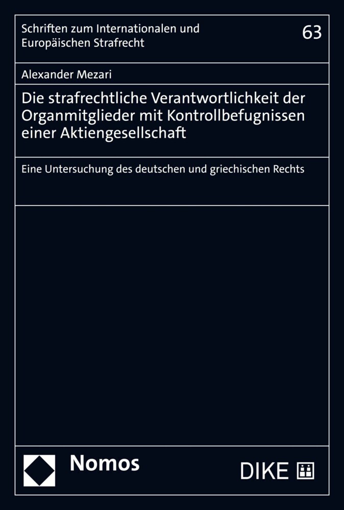 Die strafrechtliche Verantwortlichkeit der Organmitglieder mit Kontrollbefugnissen einer Aktiengesellschaft main product photo