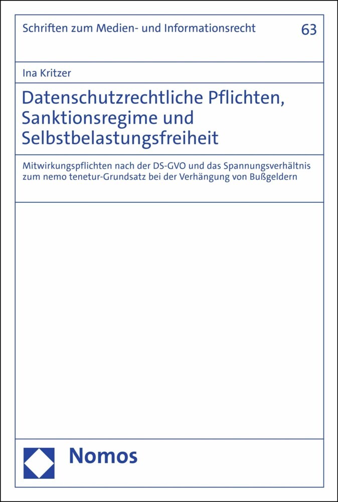 Datenschutzrechtliche Pflichten, Sanktionsregime und Selbstbelastungsfreiheit main product photo