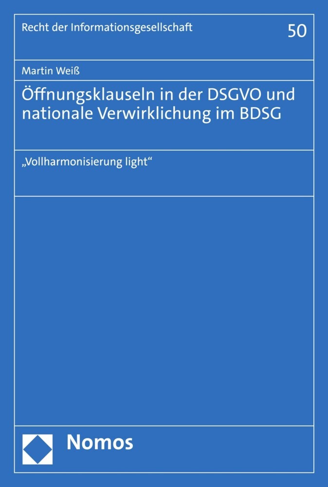 Öffnungsklauseln in der DSGVO und nationale Verwirklichung im BDSG main product photo