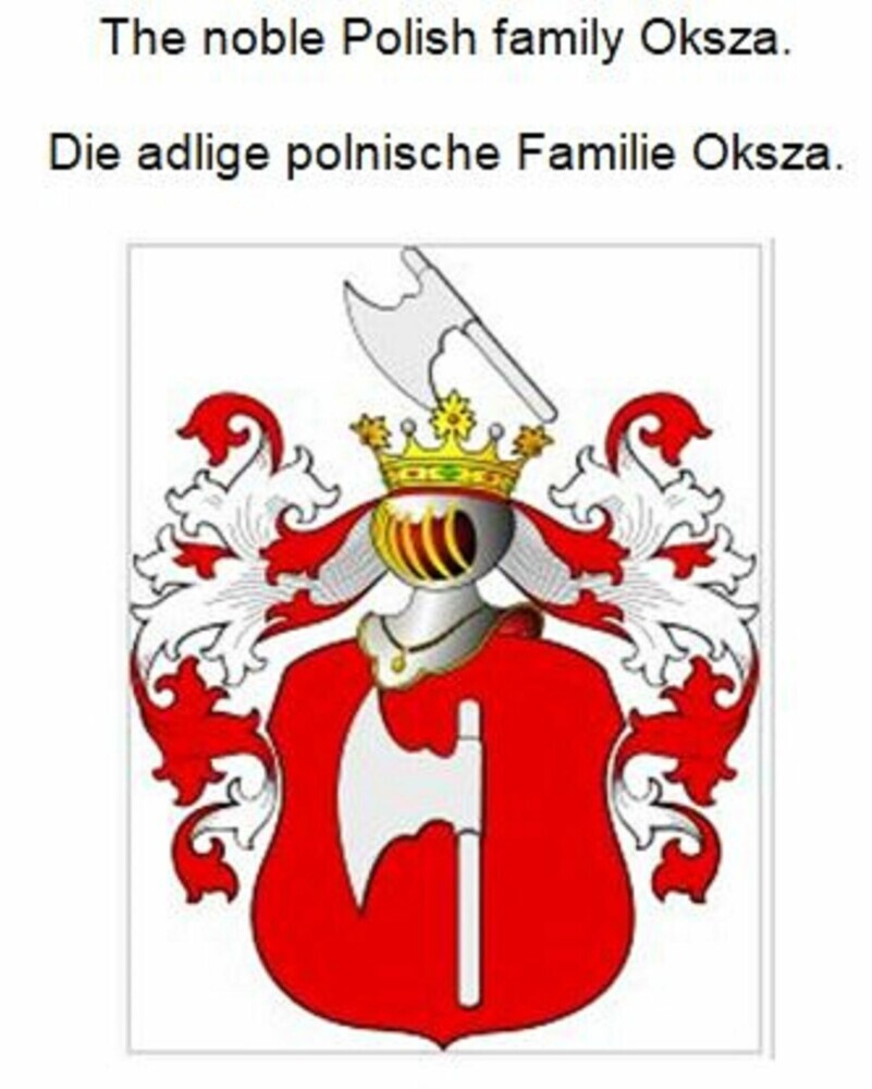 The noble Polish family Oksza. Die adlige polnische Familie Oksza. main product photo