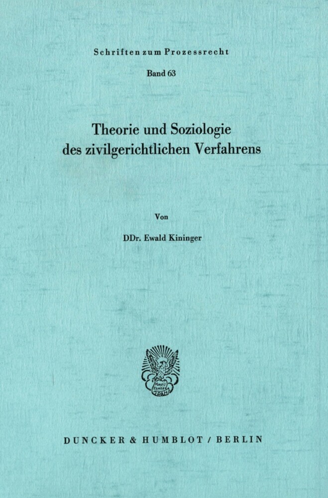 Theorie und Soziologie des zivilgerichtlichen Verfahrens. main product photo