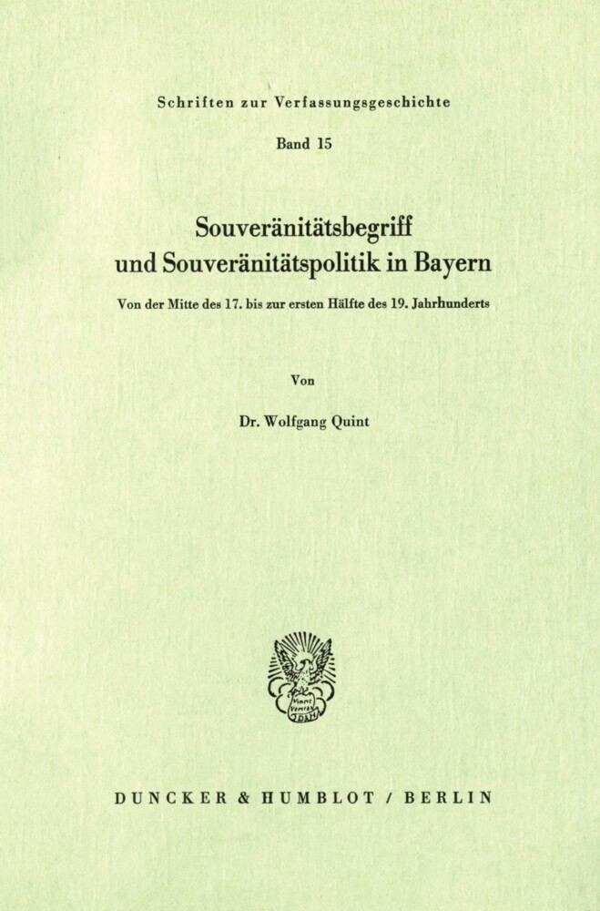 Souveränitätsbegriff und Souveränitätspolitik in Bayern. main product photo