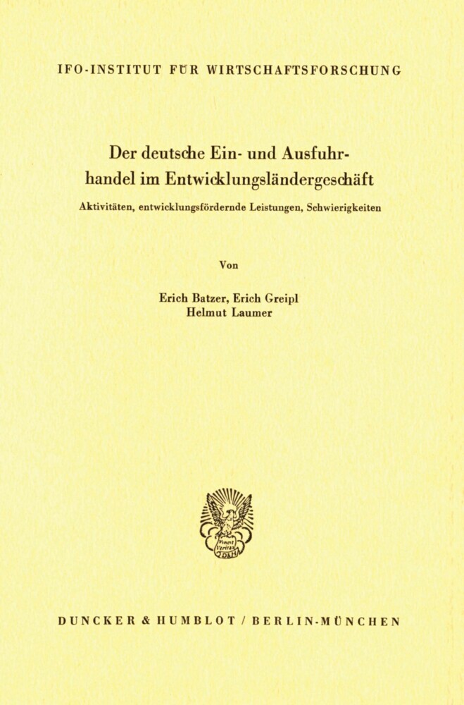 Der deutsche Ein- und Ausfuhrhandel im Entwicklungsländergeschäft. main product photo