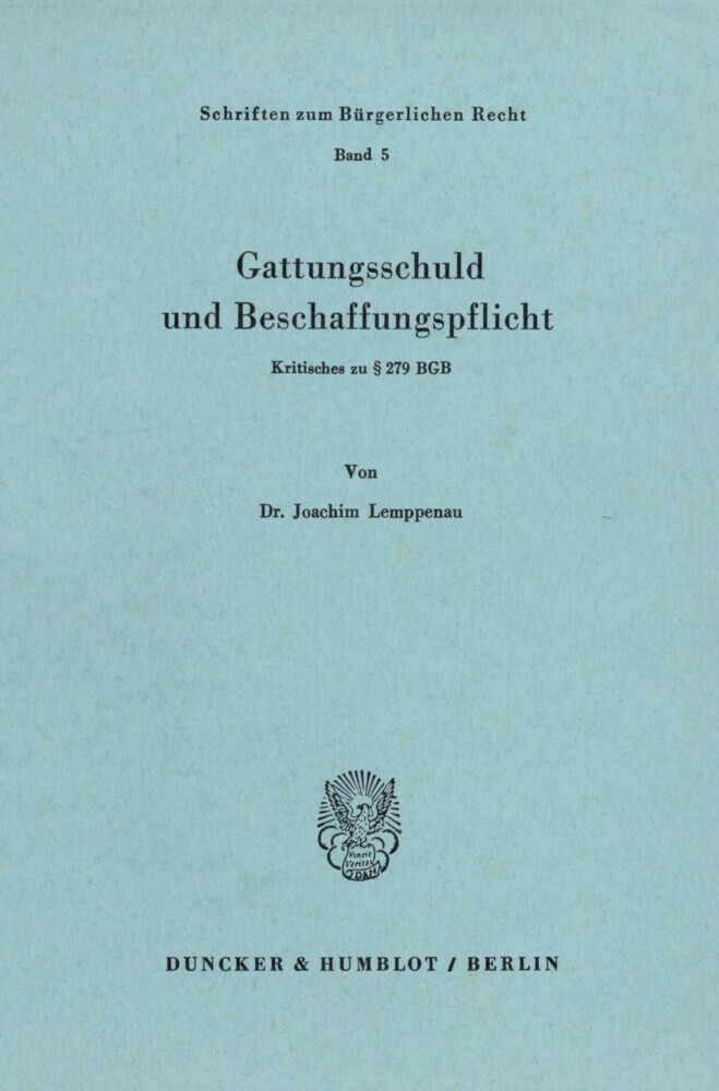 Gattungsschuld und Beschaffungspflicht. main product photo