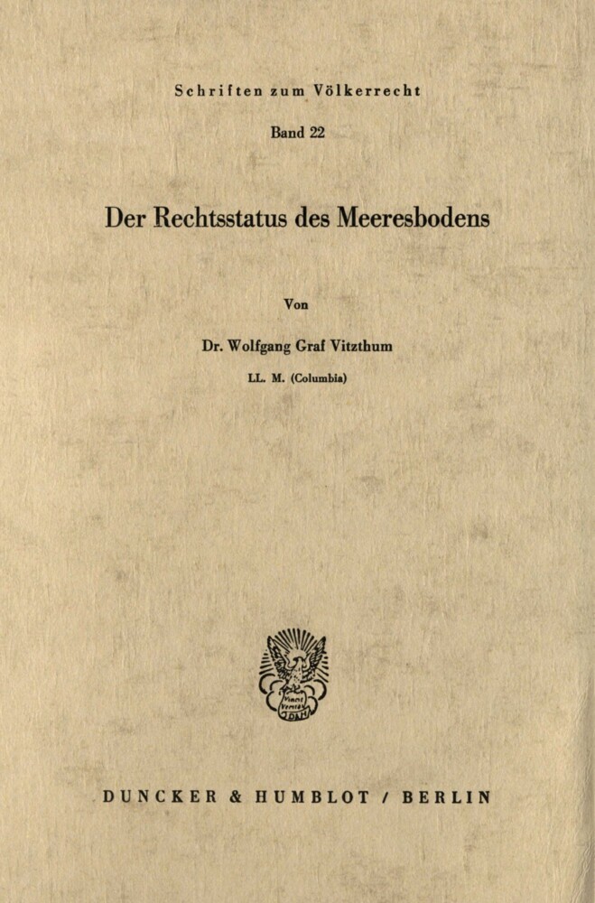 Der Rechtsstatus des Meeresbodens. main product photo