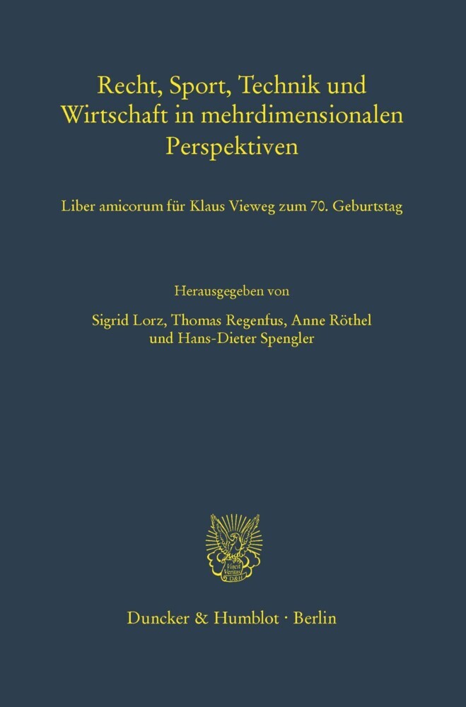 Recht, Sport, Technik und Wirtschaft in mehrdimensionalen Perspektiven. main product photo