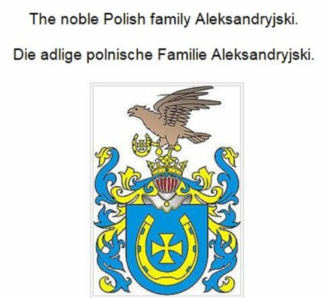The noble Polish family Aleksandryjski. Die adlige polnische Familie Aleksandryjski. main product photo