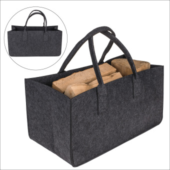 Filztasche grau für Kaminholz, Format ca. 50 x 25, Füllmenge bis max. 15 kg